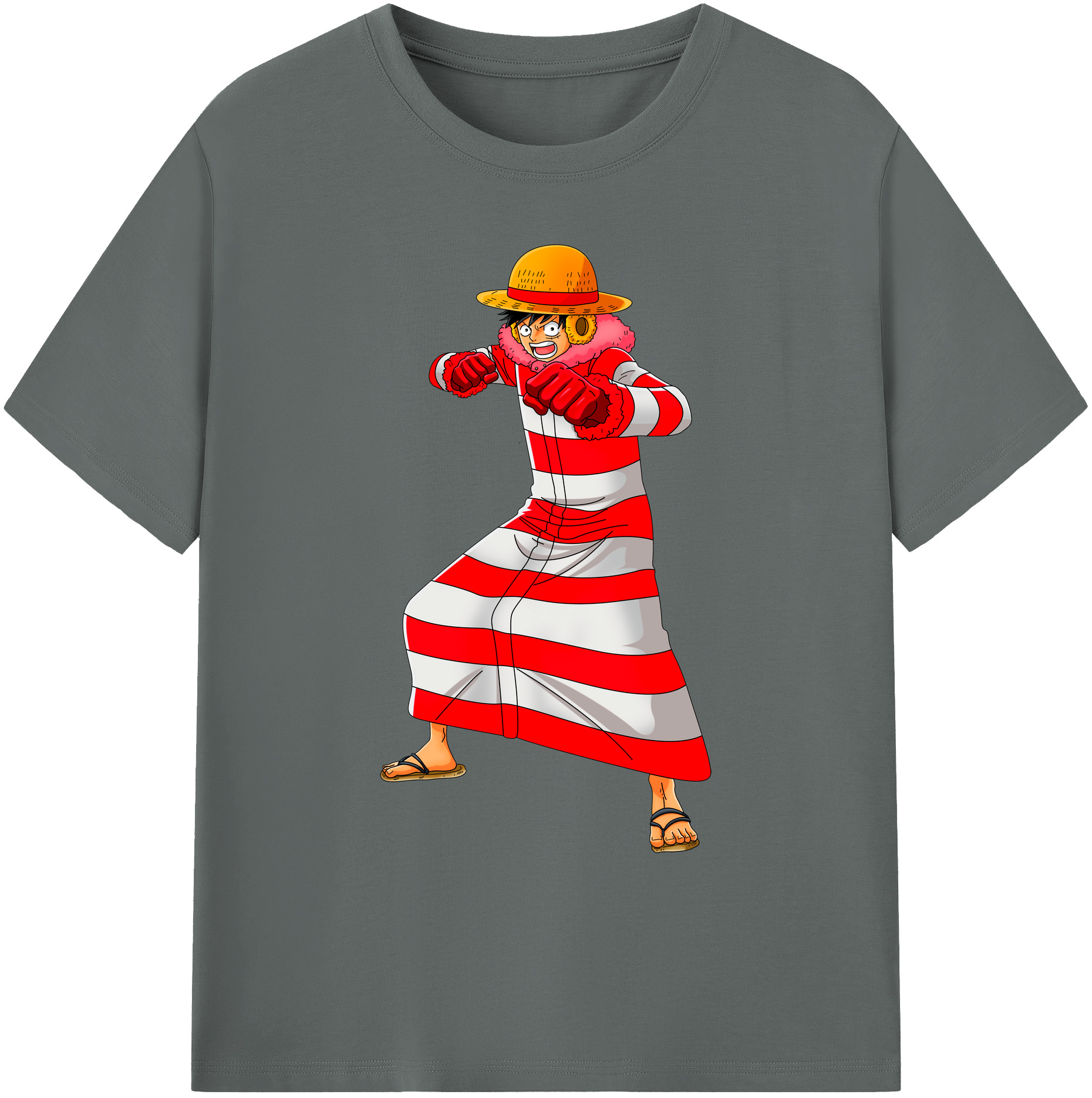 ワンピース モンキー・D・ルフィ ONE PIECE Monkey D. Luffy 綿100％ メンズ半袖Tシャツ｜肌触りやわらか＆通気性